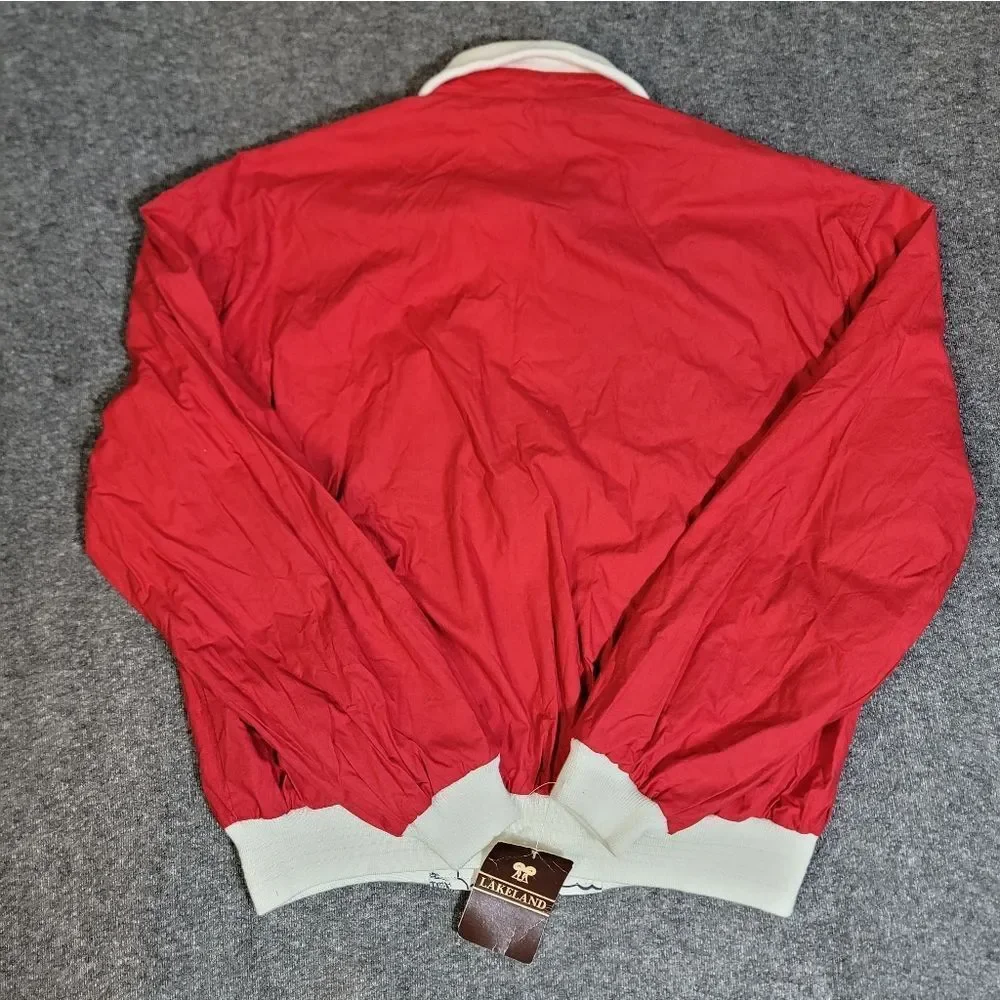 Lakeland Reversible Toile Jacket Size 46 Red / White Print Bomber NOS Vintage